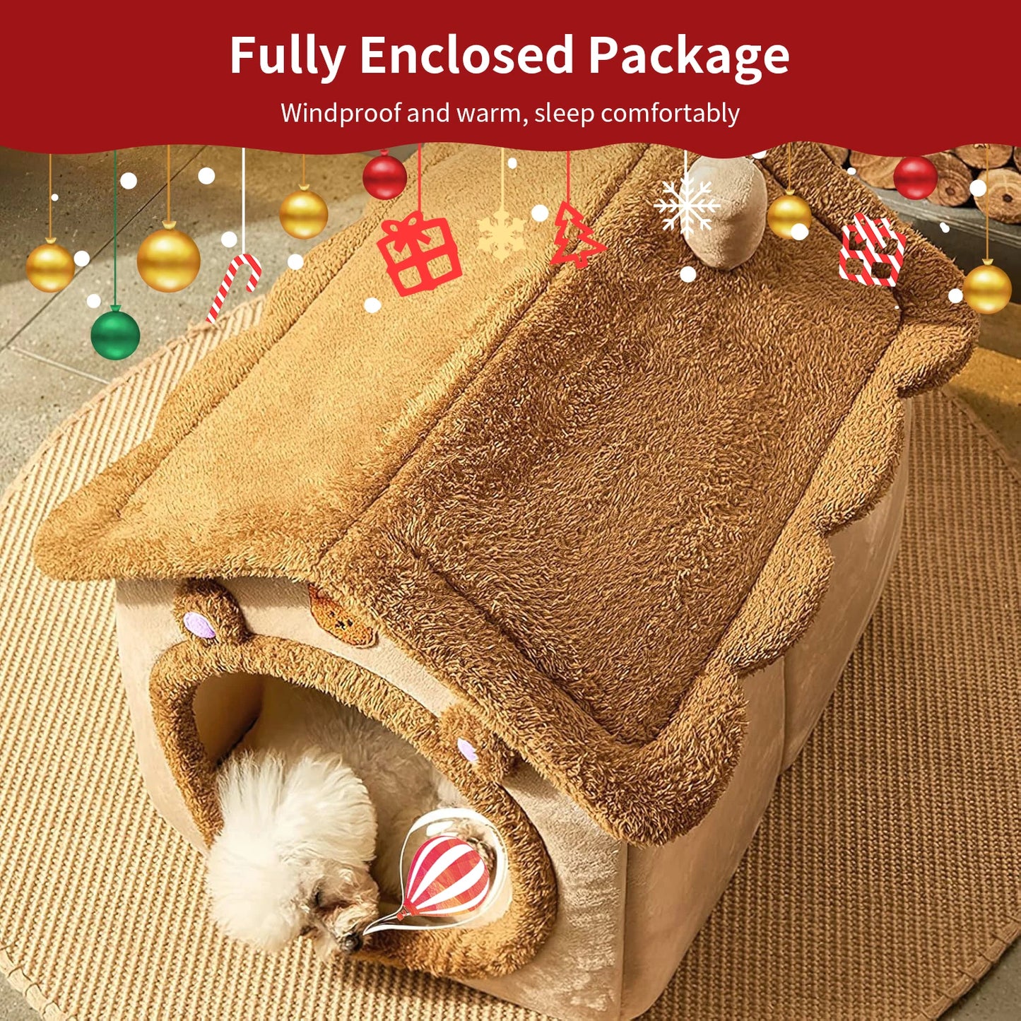 Pet Bed for Cats and Dogs - Cozy Indoor Pet Shelter with Soft Cushion, Durable and Easy to Clean