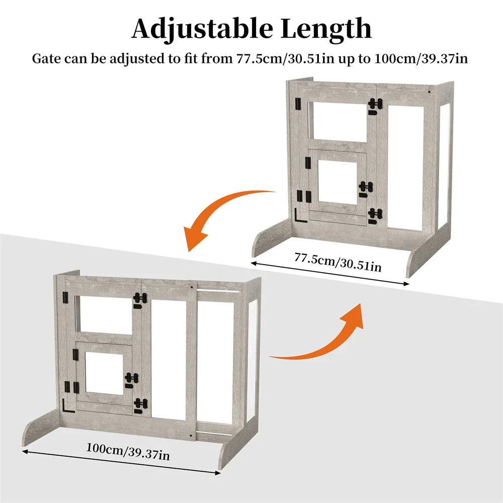 Tempered Glass Pet Dog Gate Retractable Dog Fence Gate Door Walk Through Dog Barrier Safety Gate