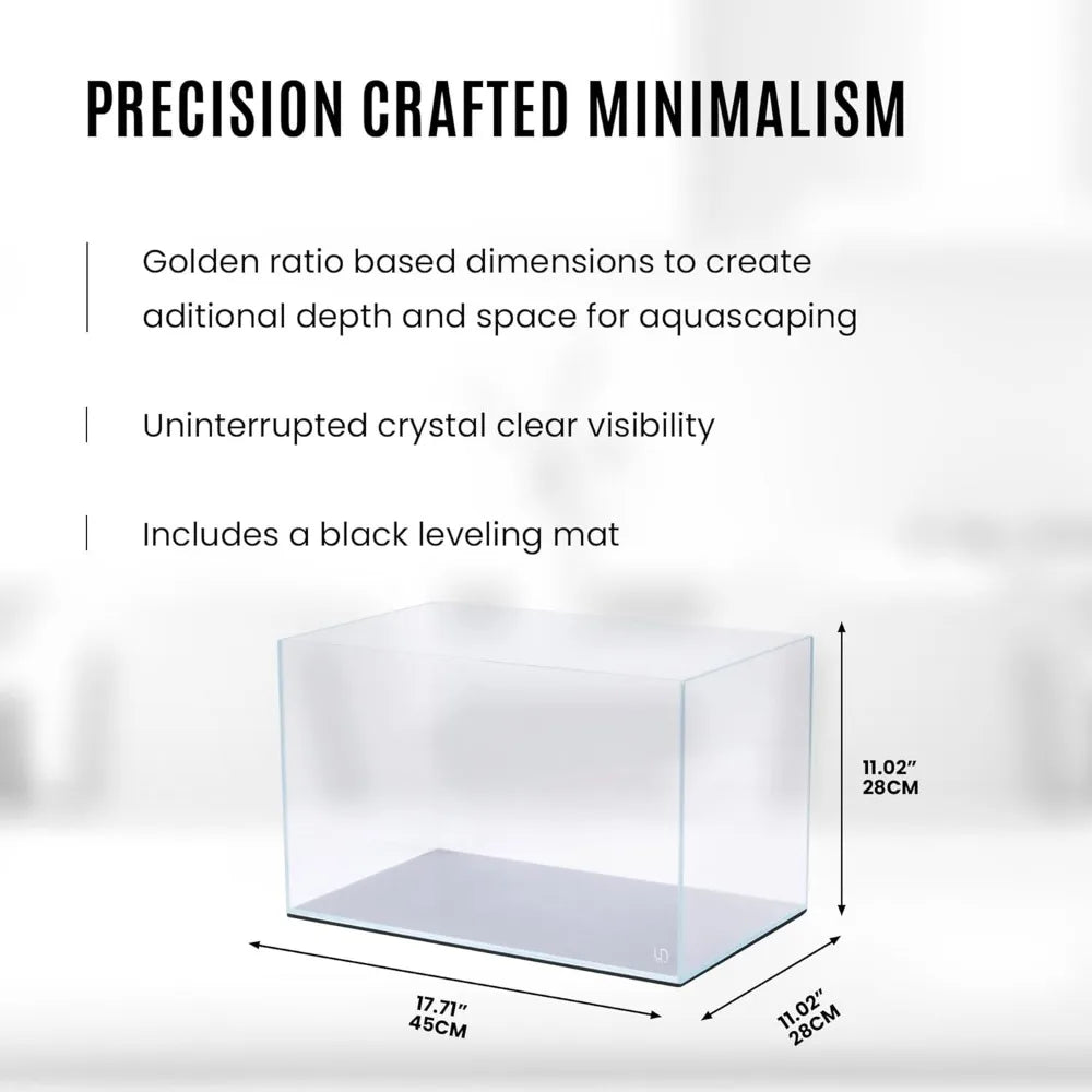 Ultra Clear Rimless Aquarium - Glass Fish Tank with 45° Mitered Edges, 5mm-15mm Thick, Leveling Mat Included