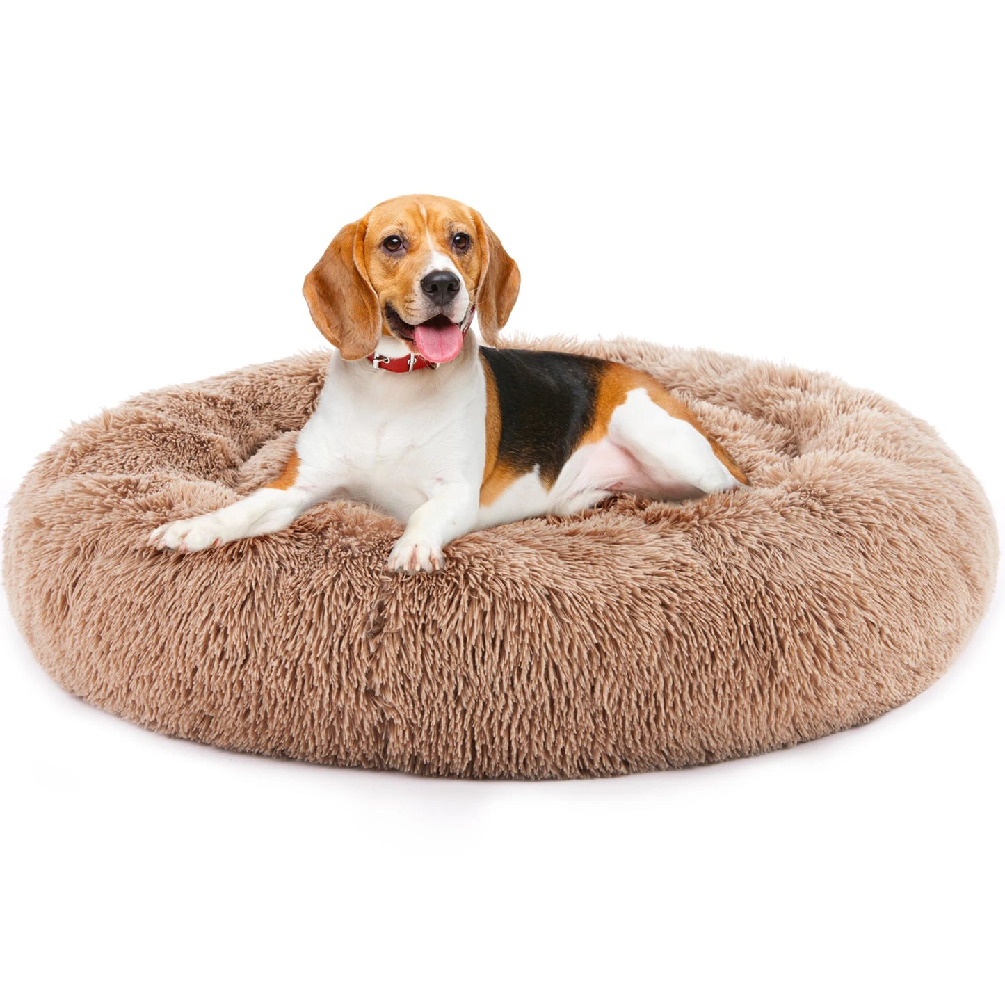 Dog Bed for Medium to Large Dogs Washable Large Pet Bed Anti-Slip Round Fluffy Plush Faux Fur Dog Bed
