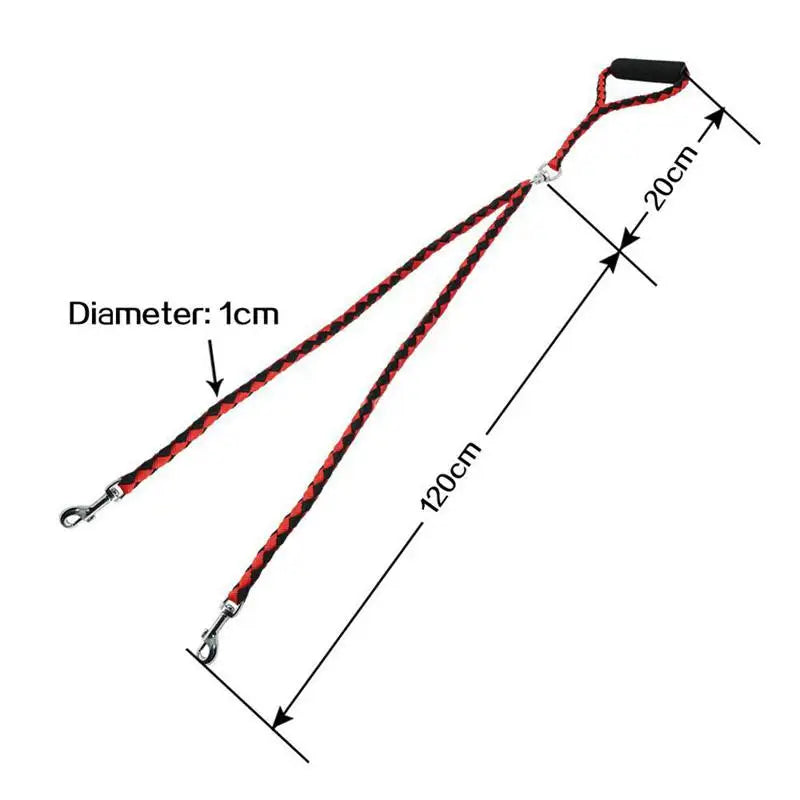 1.4m Pet Double Leash 2 Way Couplers Dog Leash Rope Elastic Extended  Two Double Dogs Leashes