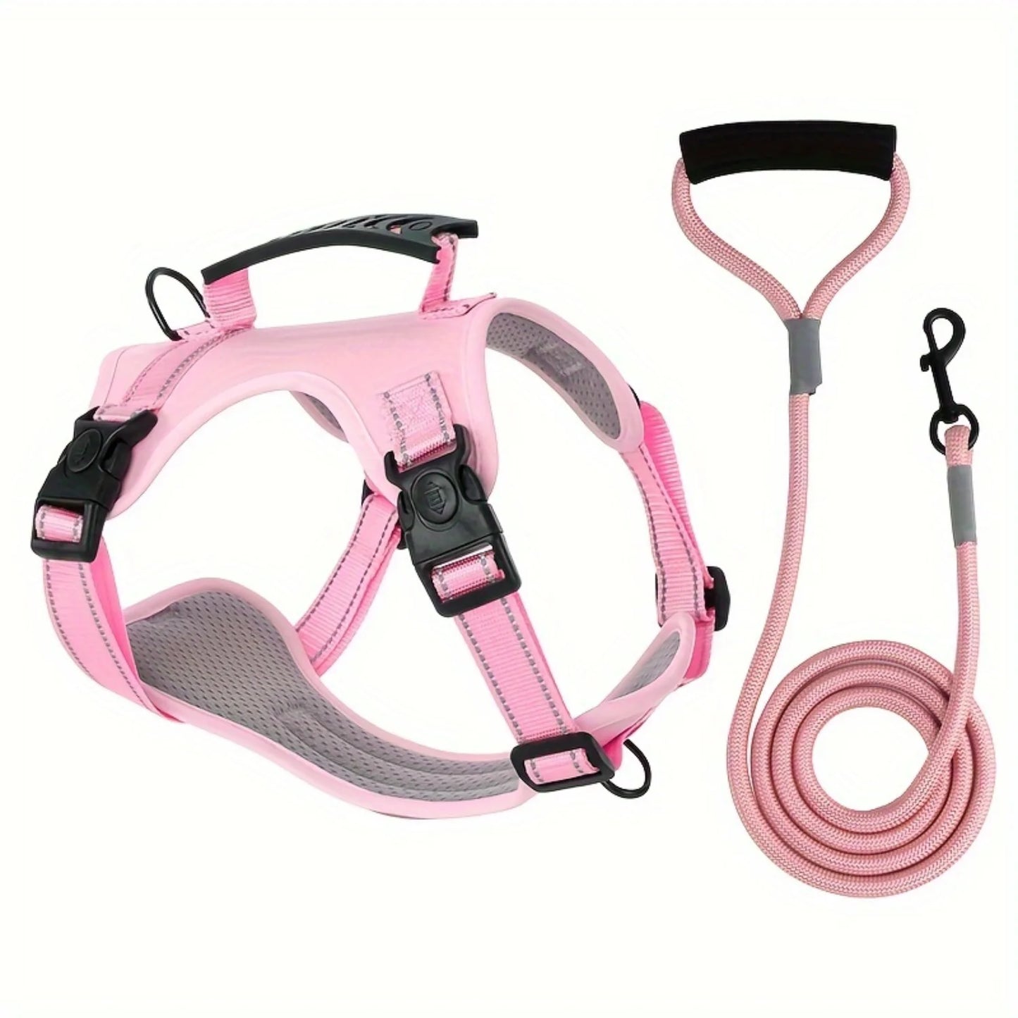 High-Visibility Reflective Dog Harness & Leash Set - Soft Mesh Pet Vest