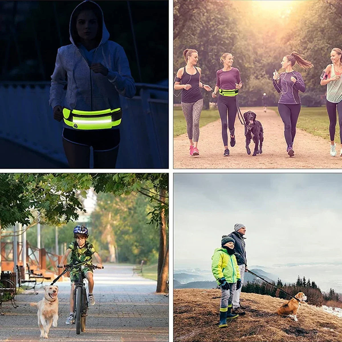 Hands Free Dog Leash for Running Walking Reflective Leash with Waist Bag Retractable Elastic Belt Dog