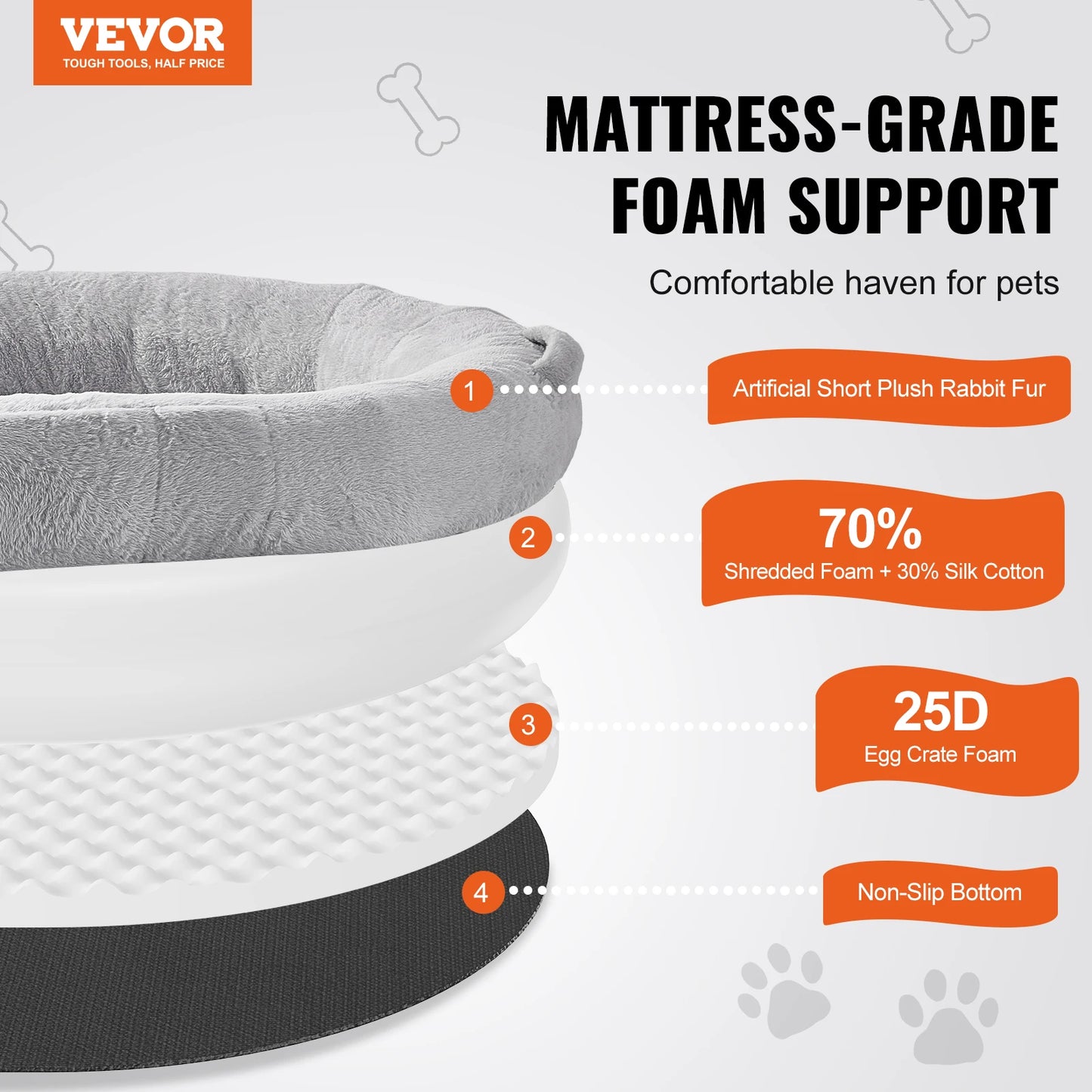 VEVOR Human Dog Bed Human Dog Bed for Adult Human Size Dog Bed with Washable Faux Rabbit Fur Cover