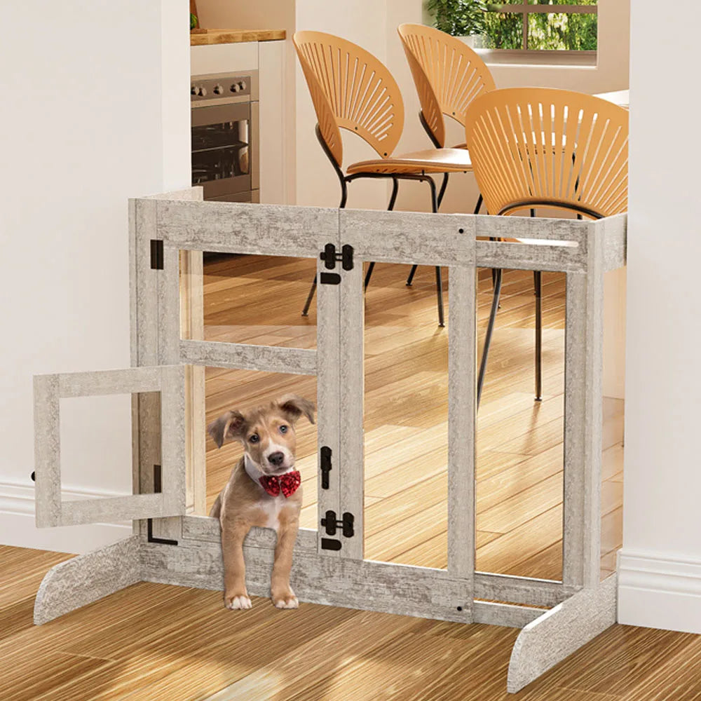 Tempered Glass Pet Dog Gate Retractable Dog Fence Gate Door Walk Through Dog Barrier Safety Gate