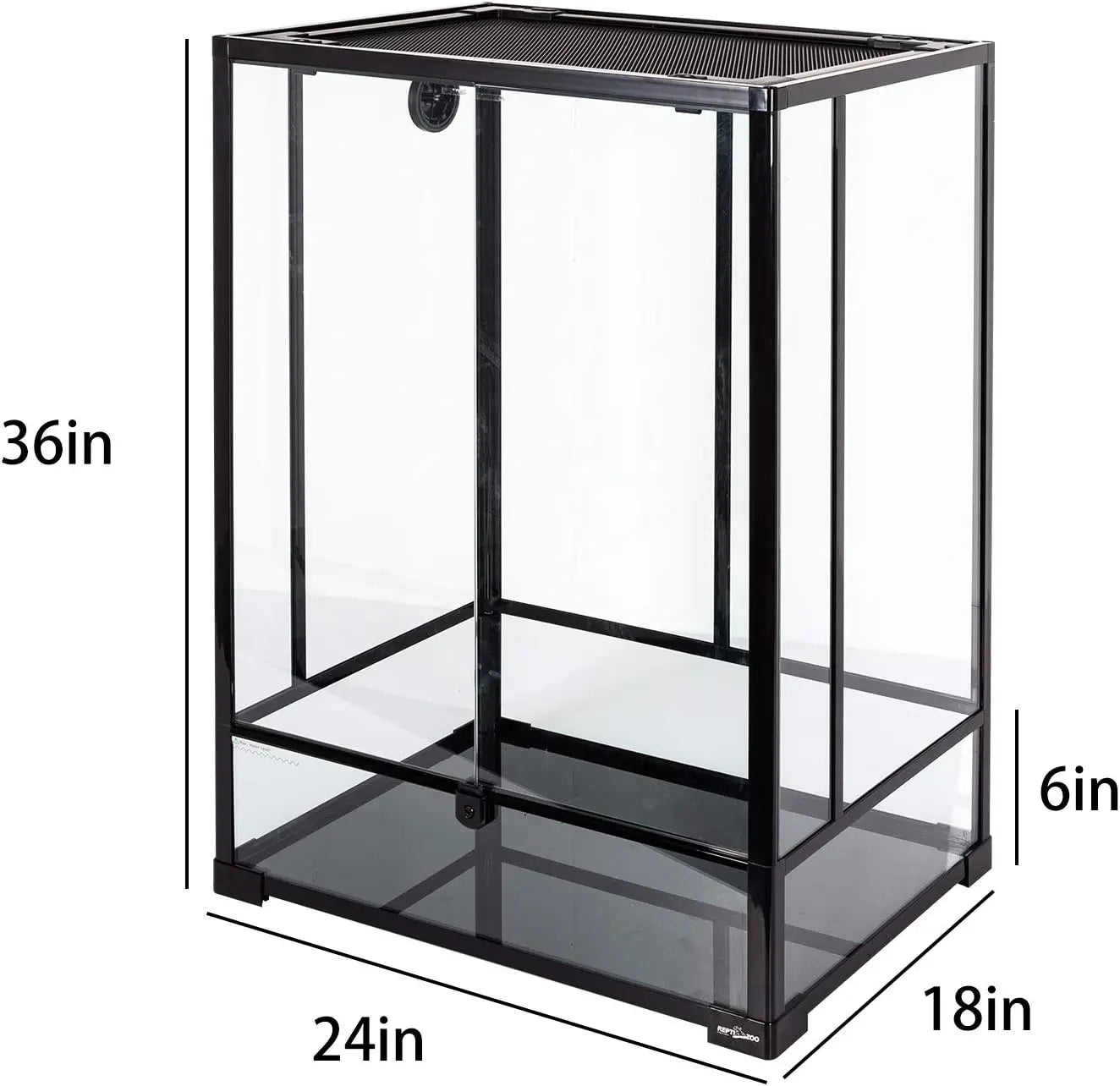 24" x 18" x 36" Reptile Tall Glass Terrarium Habitat Double Hinge Door with Screen Ventilation