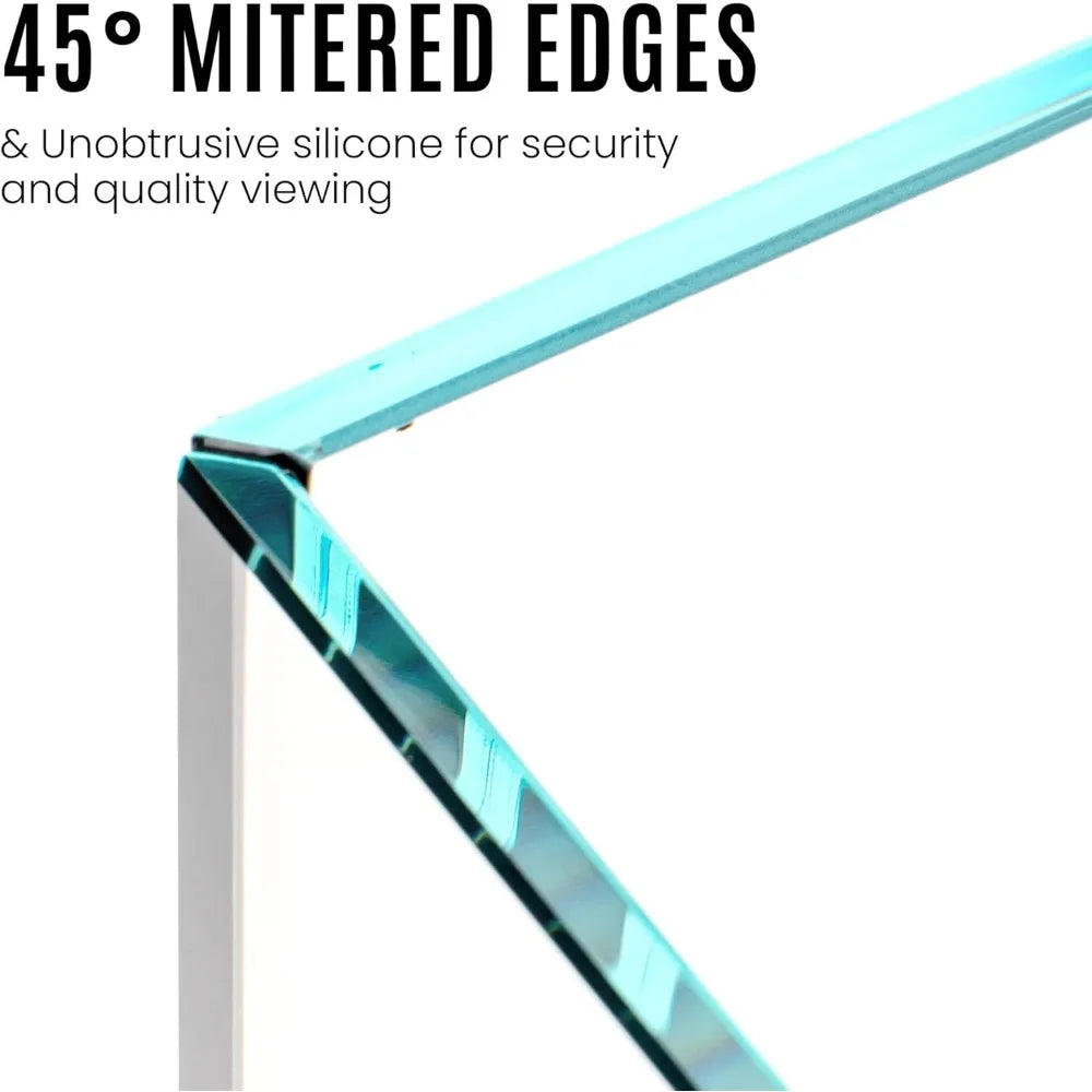 Ultra Clear Rimless Aquarium - Glass Fish Tank with 45° Mitered Edges, 5mm-15mm Thick, Leveling Mat Included
