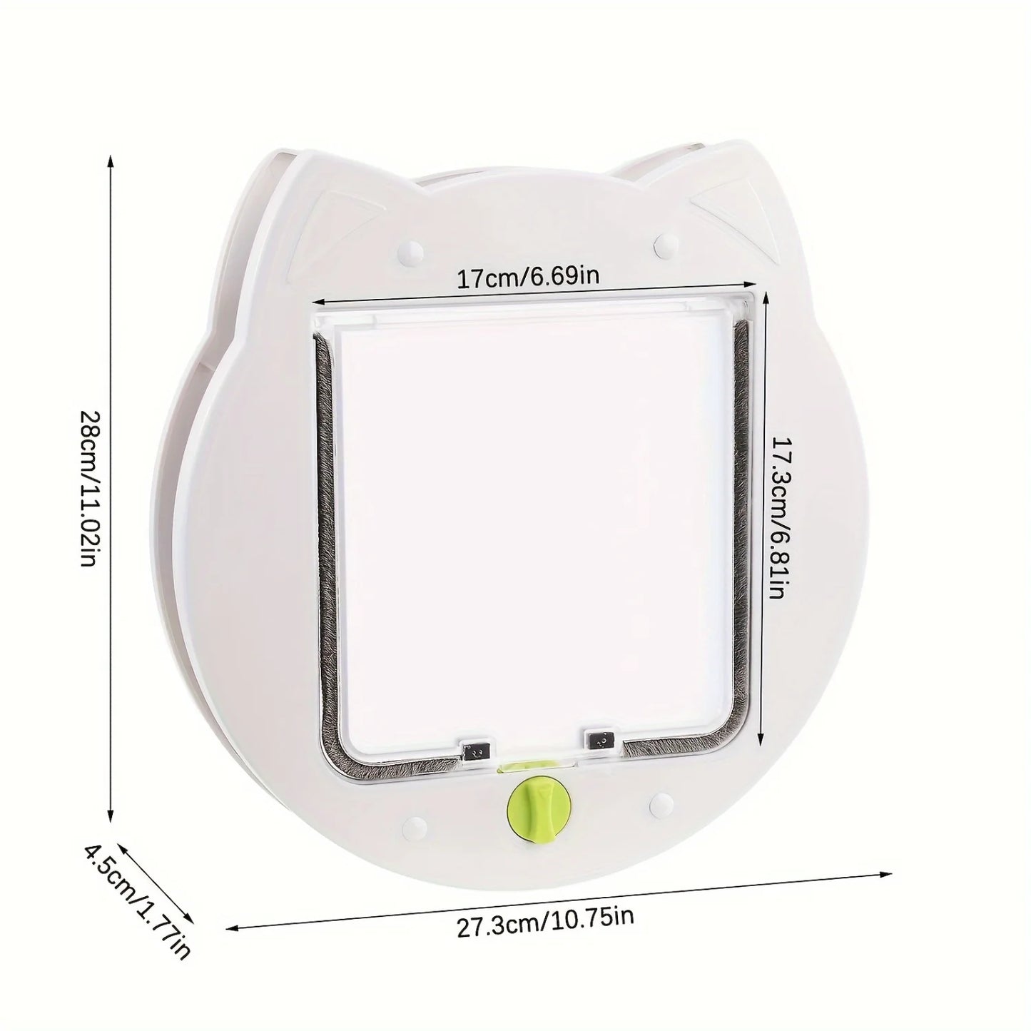 Cat Door with 4-Way Lock - ABS , Silent & Waterproof Large Cats, Small Dogs & Animals, Dual-Direction Entry