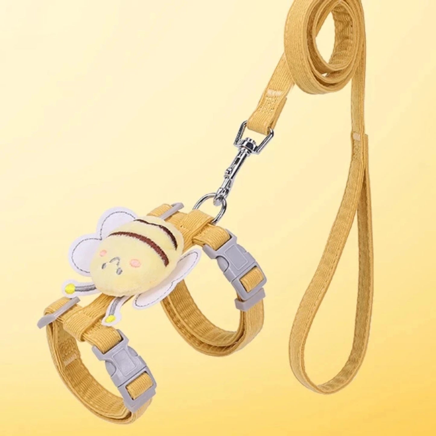 Cat Harness Leash Collar Set Adjustable Cartoon Bee Double Layer Dog Harness