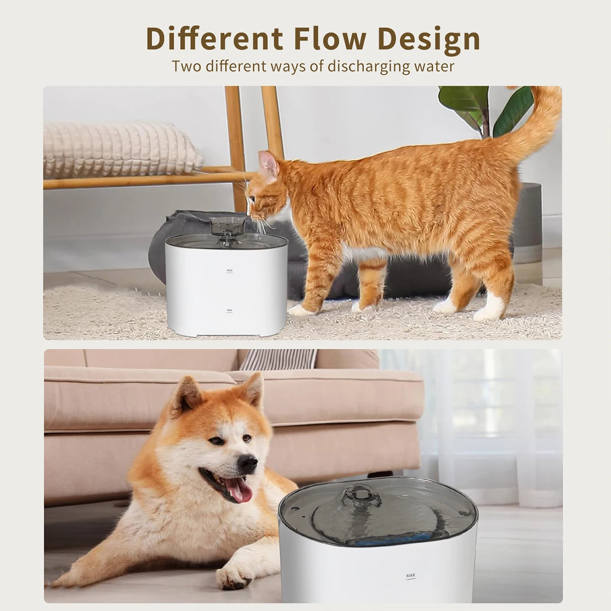 2.2L Cat Water Fountain, Pet Water Fountain for Cats, Ultra-Quiet Pump Dog Dispenser Water Bowl