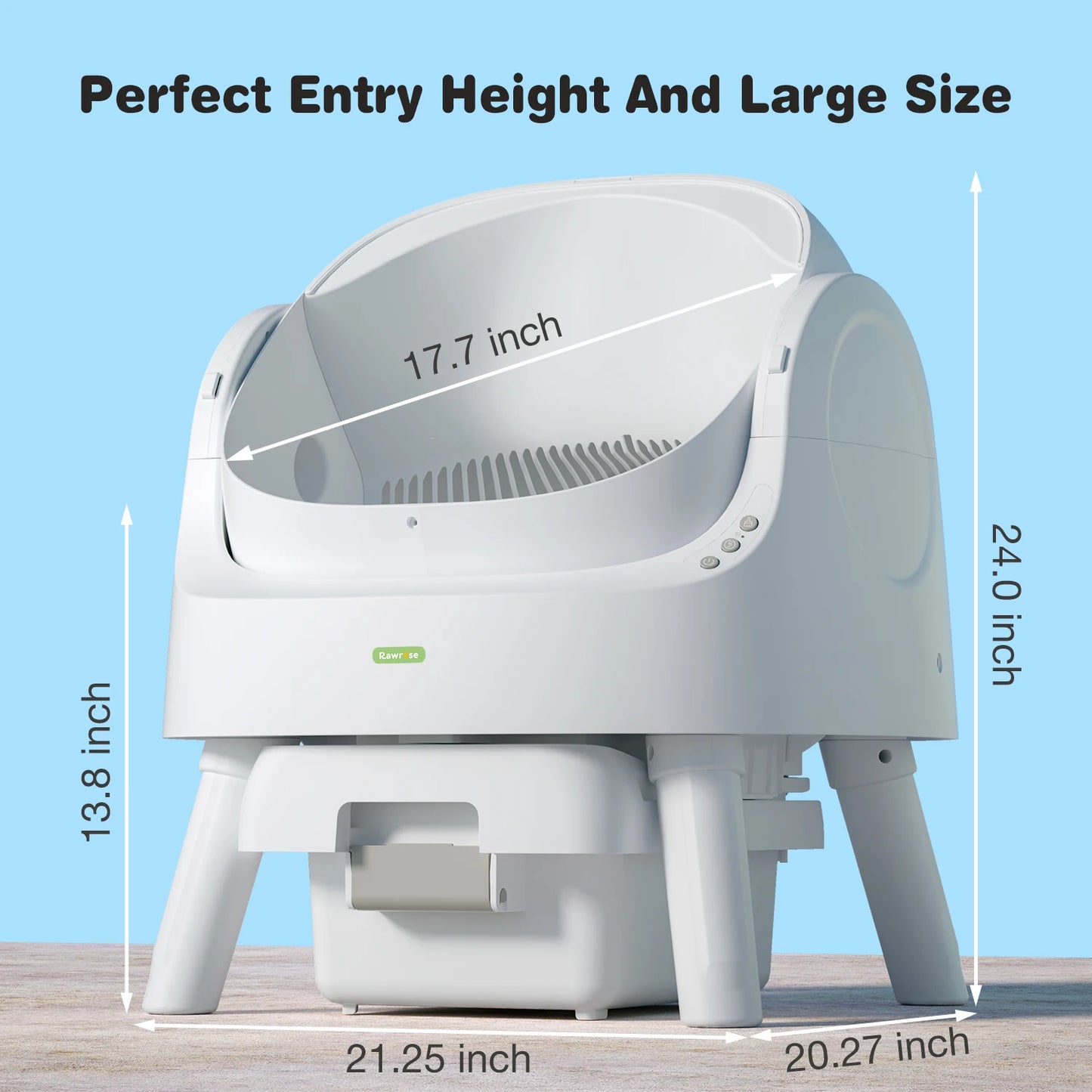 Automatic Open Top Litter Box for Multiple Cats, Smart Litter Box, Includes Mat And Trash Bags