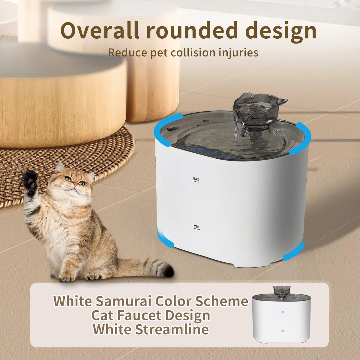 2.2L Cat Water Fountain, Pet Water Fountain for Cats, Ultra-Quiet Pump Dog Dispenser Water Bowl