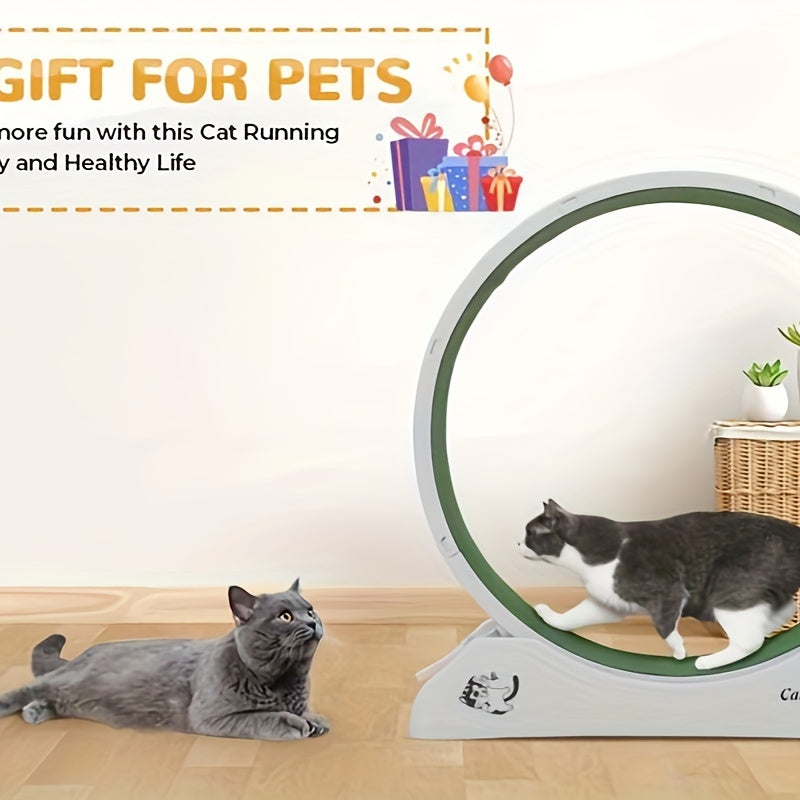 Carpeted Indoor Cat Running Wheel With Locking System, Treadmill Exerciser For Cats Suitable For Most Breeds