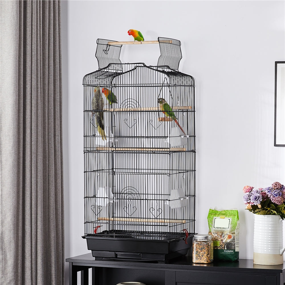 Costoffs Birdcages 41in Metal Birdcage Parrot Cage with Slide-out Tray& Four Feeders
