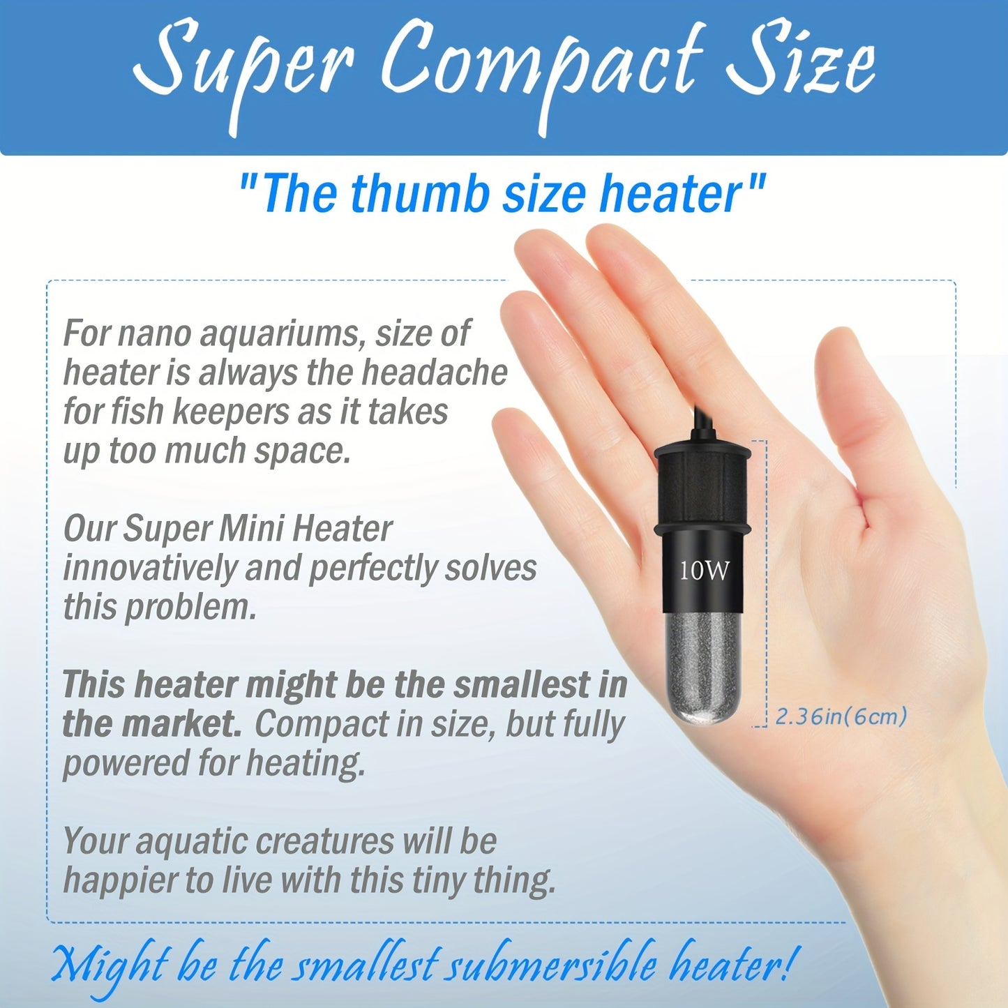 10W/20W/30W Small Aquarium Heater - Submersible, Digital Display Thermostat Turtle & Small Fish Tanks (1-6 Gallons)