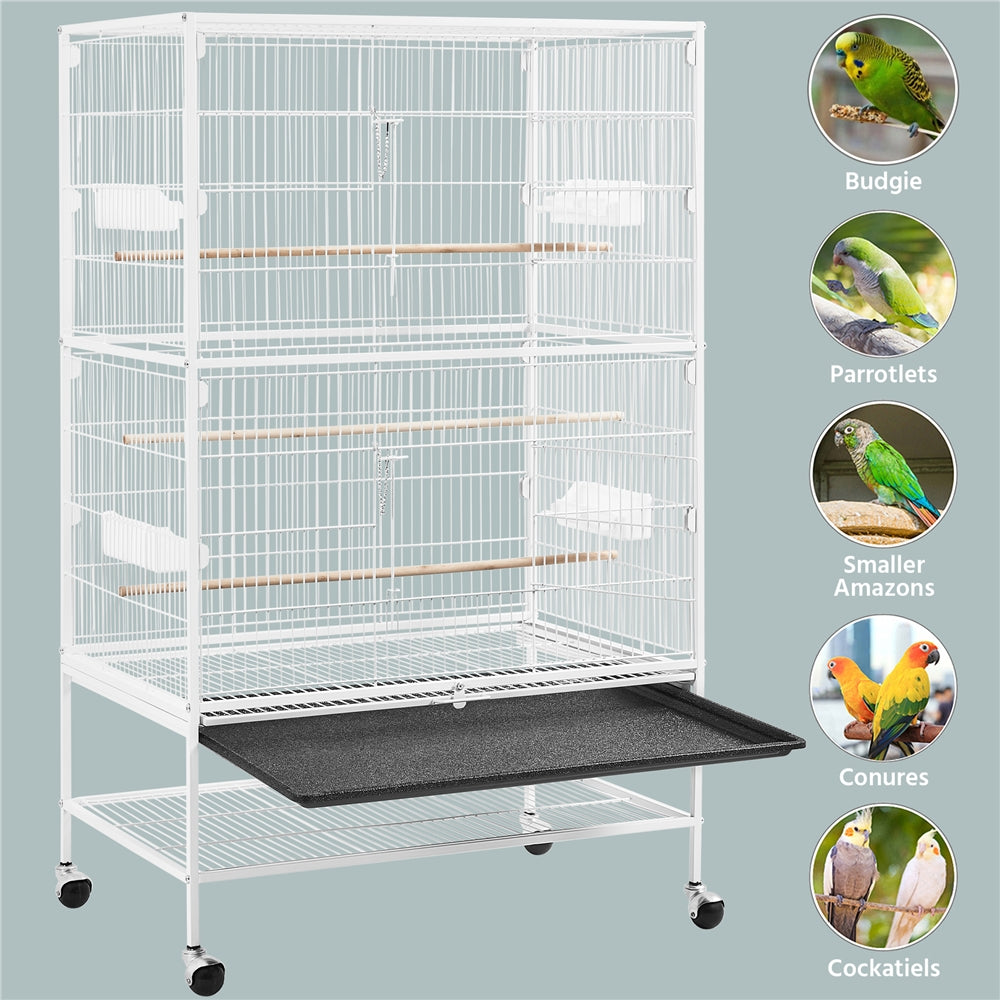 Costoffs 52 inch Bird Cage Large Parrot Cage Rolling Metal Bird Cage with 3 Perches & 4 Feeders