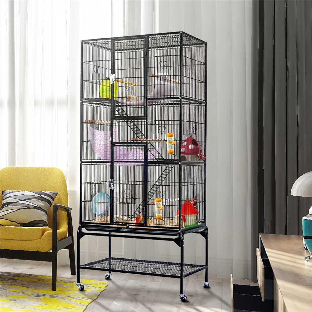 Costoffs 69-inch Large Parrot Cage Bird Cage Iron Play House with Perch Stand and Wheels