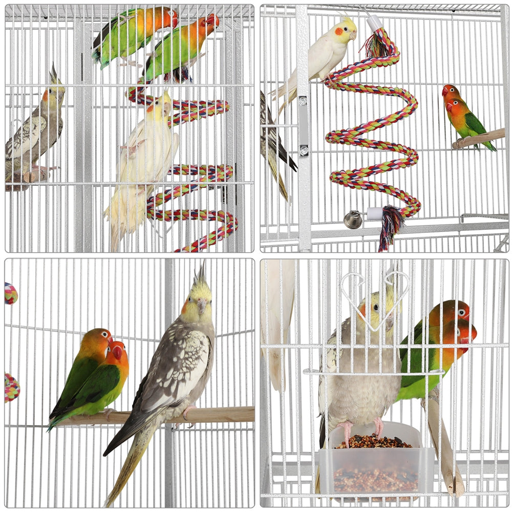 Costoffs 69-inch Large Parrot Cage Bird Cage Iron Play House with Perch Stand and Wheels