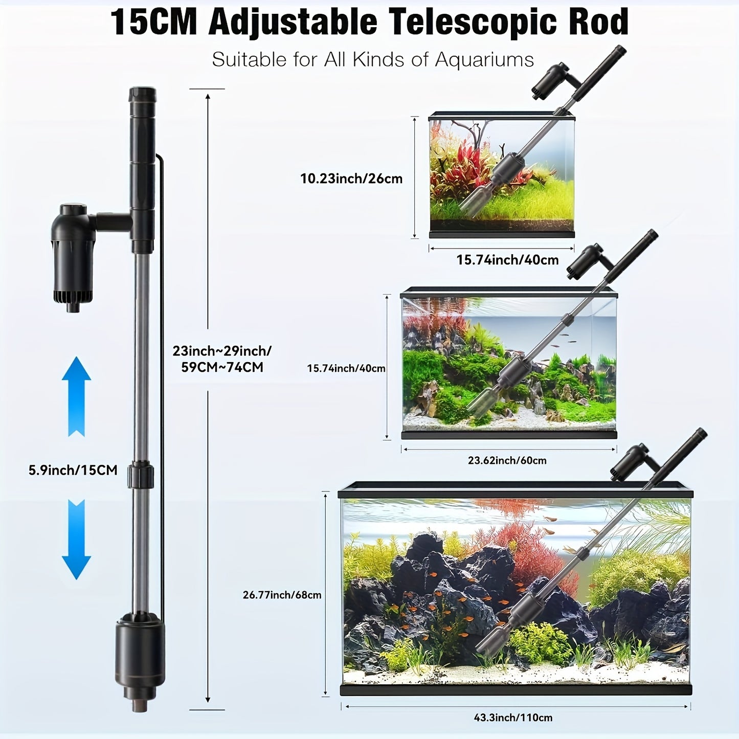 Electric Aquarium Gravel Cleaner, 6 In 1 Multifunctional 18W Fish Tank Gravel Cleaner