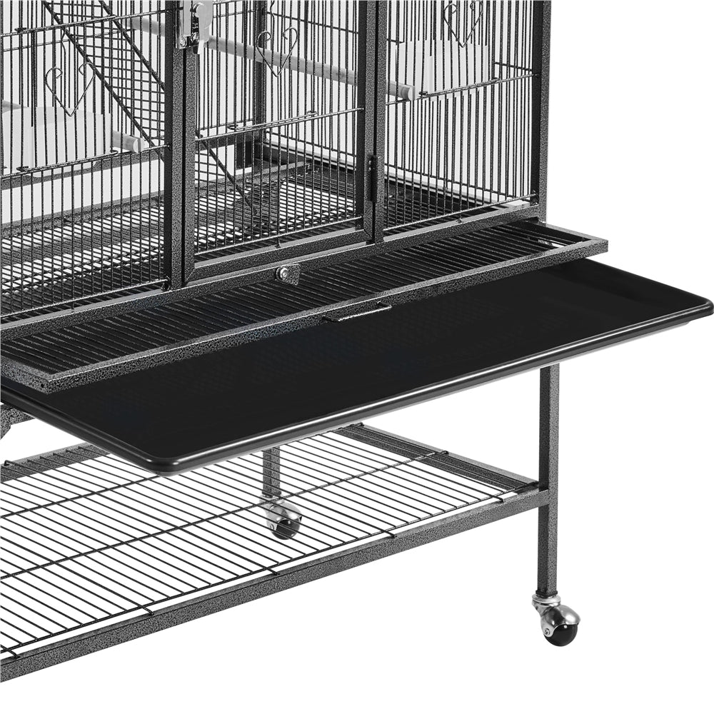 Costoffs 69-inch Large Parrot Cage Bird Cage Iron Play House with Perch Stand and Wheels