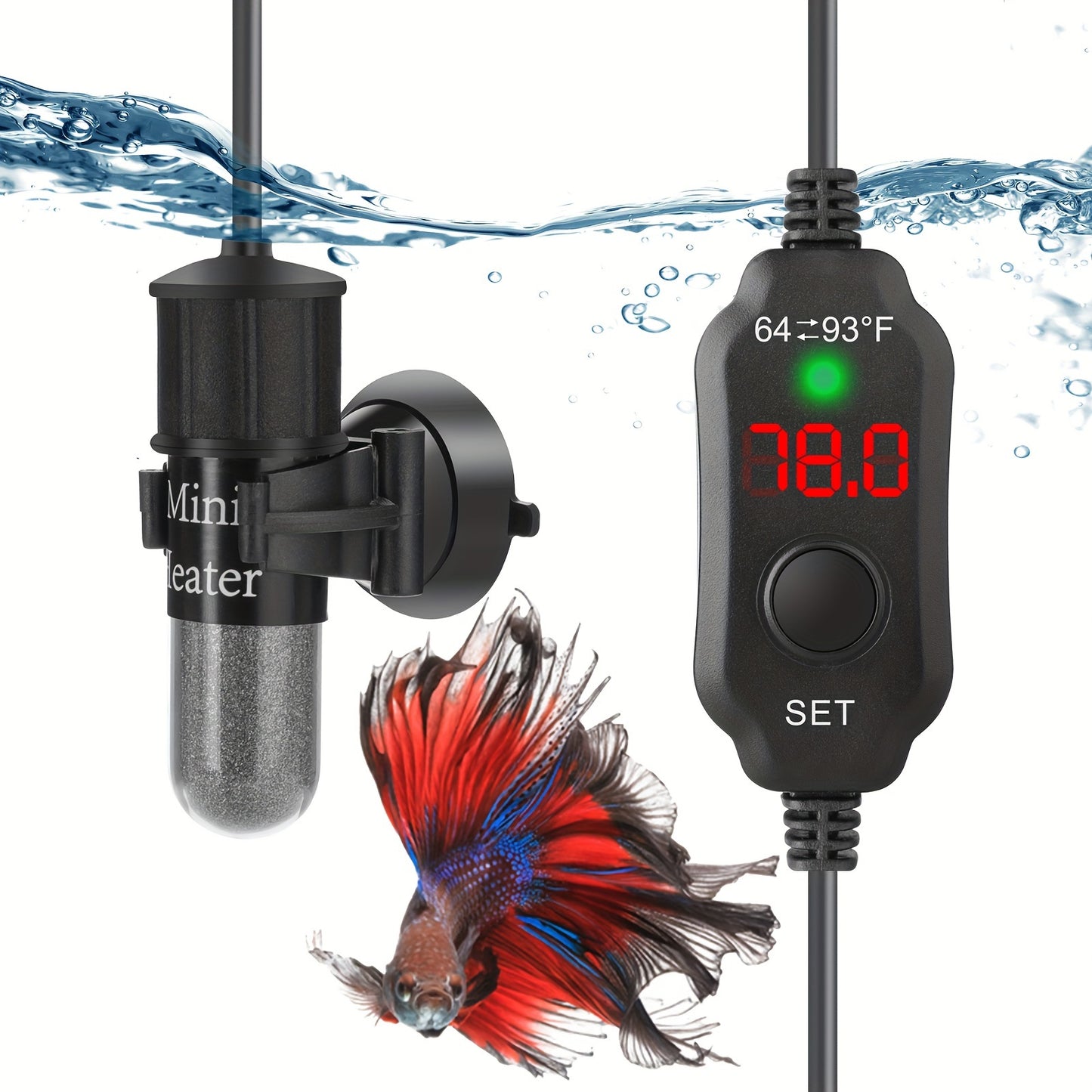 10W/20W/30W Small Aquarium Heater - Submersible, Digital Display Thermostat Turtle & Small Fish Tanks (1-6 Gallons)